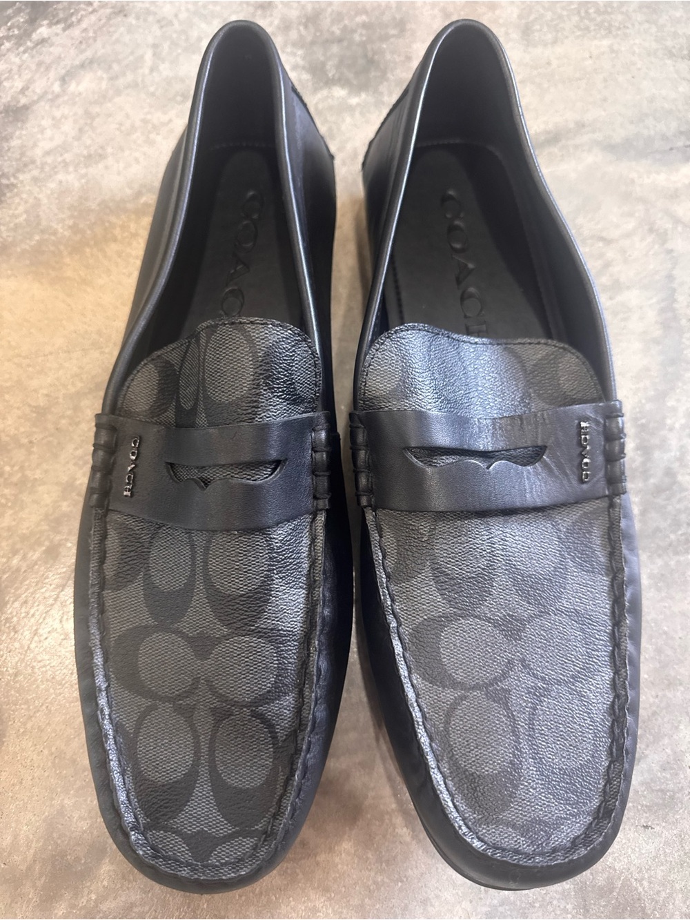 NEW Coach Men's Black Signature Slip-On Loafers